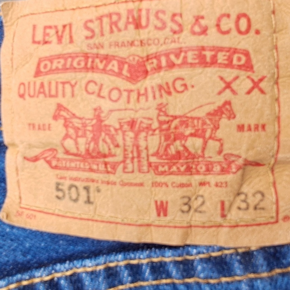Levi's 501-0115 Men's 32x32 Straight Leg Button Fly Jeans Medium Wash Blue 2003 - Picture 5 of 13